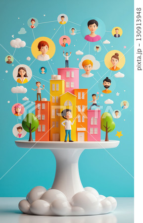 3D Community Building Character Connecting People Icons Network Support Stylized figure connecting diverse people icons building strong community network support 3D Community Building Character Connecting People Icons Network Support Stylized figure connecting diverse people icons building strong community network support 130913948