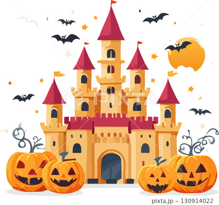 ハロウィン（城,屋敷,カボチャ,お化け,コウモリ） 130914022