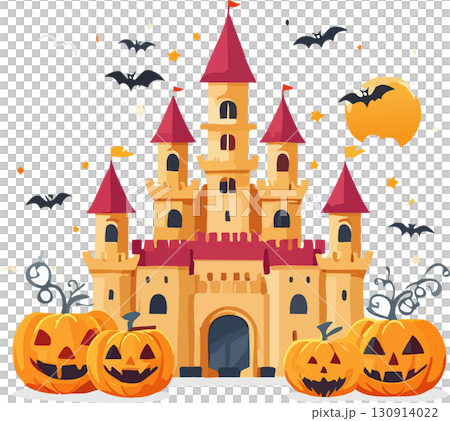 ハロウィン（城,屋敷,カボチャ,お化け,コウモリ） 130914022