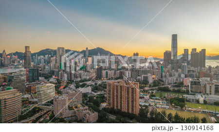 Sept 12 2025 Scenic sunset skyline view over Kowloon Hong Kong 130914168