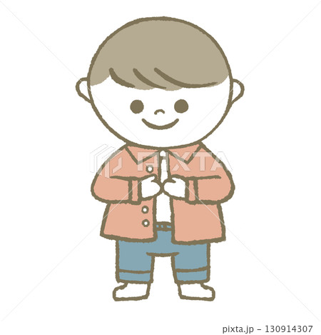 お着替えする子供　ピンク 130914307