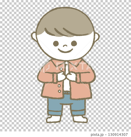 お着替えする子供　ピンク 130914307