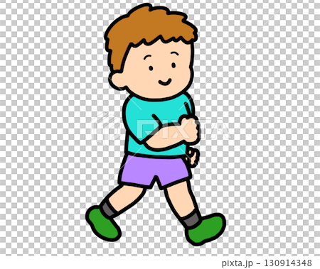 笑顔で歩く男の子 130914348