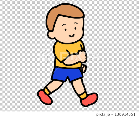 笑顔で歩く男の子 130914351