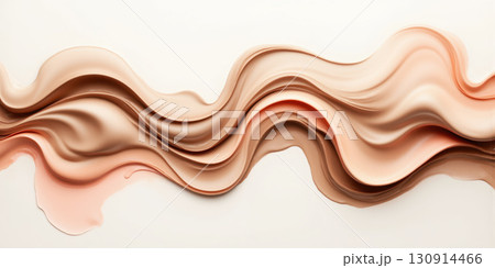 Mocha Mousse Fluid Shapes with Subtle Peach and Coral Highlights on Soft White Canvas A gentle and calming abstract background 130914466