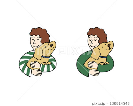 犬を抱っこしている男性 犬を抱っこしている男性 130914545