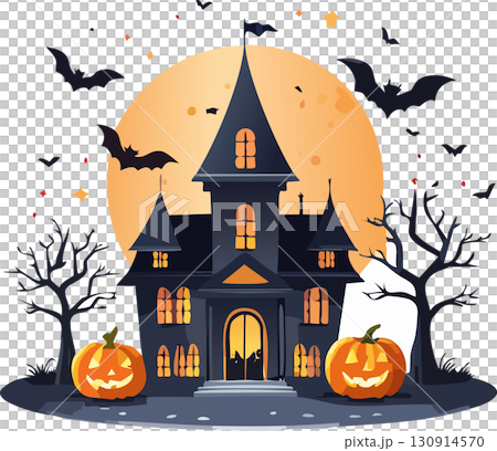 ハロウィン(城,屋敷,カボチャ,お化け,コウモリ) ハロウィン(城,屋敷,カボチャ,お化け,コウモリ) 130914570