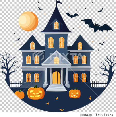 ハロウィン（城,屋敷,カボチャ,お化け,コウモリ） 130914573