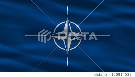 NATO flag with fabric texture. Realistic flag of NATO waving 130914585