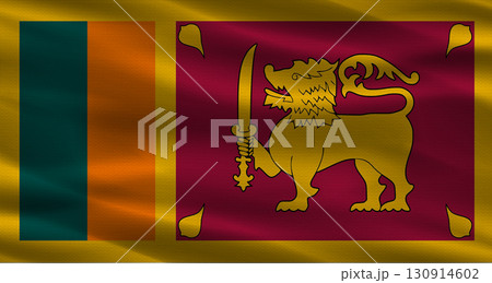 Sri Lanka flag with fabric texture. Realistic flag of Sri Lanka waving Sri Lanka flag with fabric texture. Realistic flag of Sri Lanka waving 130914602