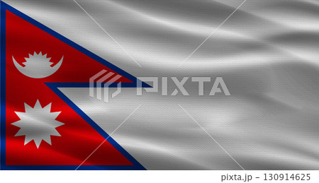 Nepal flag with fabric texture. Realistic flag of Nepal waving Nepal flag with fabric texture. Realistic flag of Nepal waving 130914625