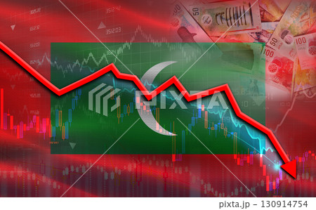 Maldives financial fall on economy market. Maldives financial crisis on economic graph 130914754