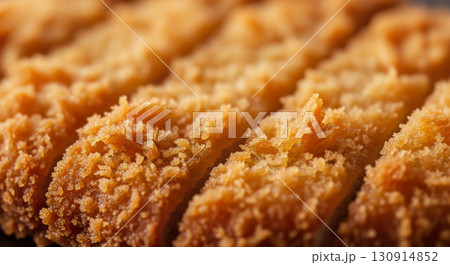 Close Up Texture of Crispy Pork Cutlet 130914852