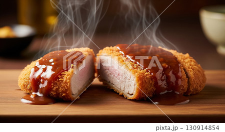 Steaming Pork Cutlet with Rich Brown Sauce 130914854