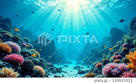 underwater world with corals and tropical fish 130915021