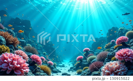 underwater world with corals and tropical fish 130915022