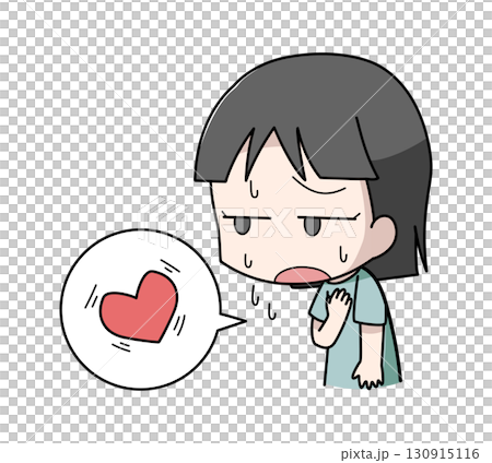Illustration of a girl with palpitations Illustration of a girl with palpitations 130915116