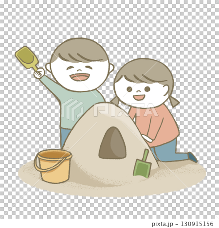 砂遊びをする子供 130915156