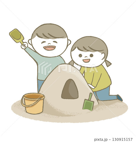 砂遊びをする子供達 130915157