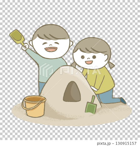 砂遊びをする子供達 130915157