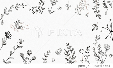オシャレな植物とリーフのフレーム素材 オシャレな植物とリーフのフレーム素材 130915363