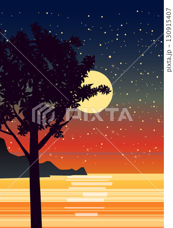 Sunset sea ocean background night 130915407
