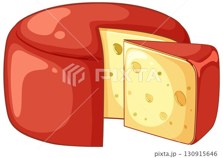 Round Gouda Cheese Wheel with Wedge Cut Out 130915646