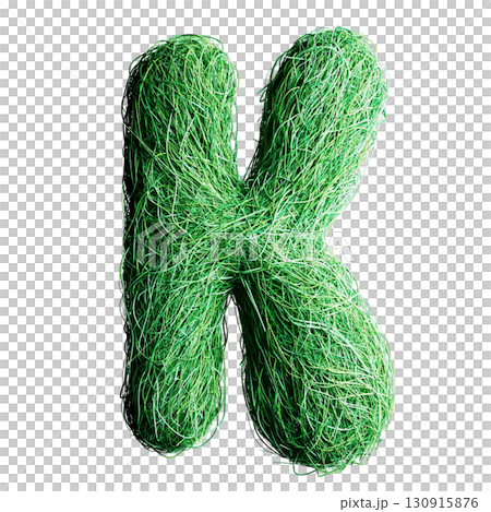 Eco Letter K Made of Green Grass Threads Eco Letter K Made of Green Grass Threads 130915876