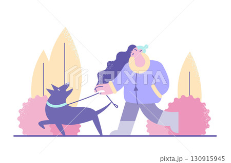 Pet walking and fall concept Pet walking and fall concept 130915945