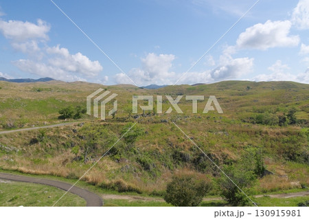 秋吉台カルスト展望台からの眺め　2025年春の枯れ草が残る秋吉台 130915981