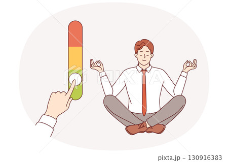 Business man uses meditation to manage stress and emotions, maintaining psychological balance 130916383