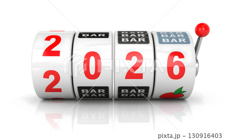 スロットマシンのモチーフで2026年を表現したイメージ スロットマシンのモチーフで2026年を表現したイメージ 130916403