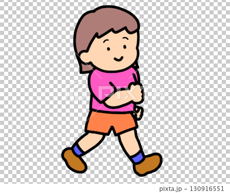 A girl walking with a smile A girl walking with a smile 130916551