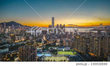 Sept 12 2025 Scenic sunset skyline view over Kowloon Hong Kong Sept 12 2025 Scenic sunset skyline view over Kowloon Hong Kong 130916698