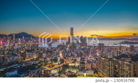 Sept 12 2025 Scenic sunset skyline view over Kowloon Hong Kong 130916700