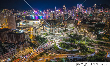 Sept 12 2025 Night traffic on Chatham Road North Hong Kong 130916757