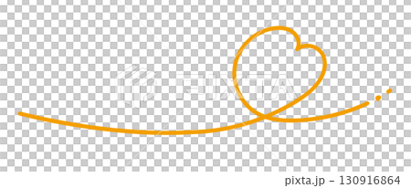 手繪插畫素材：長長的、捲曲的橘色心形 130916864