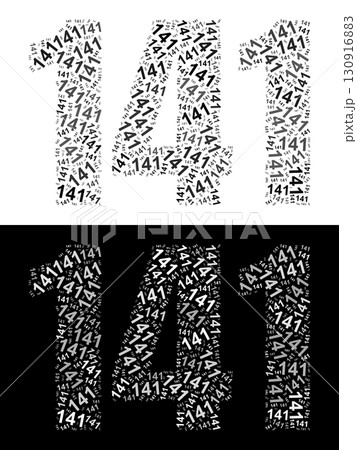 Typography illustration of 0 made from repeating numbers in black and white Typography illustration of 0 made from repeating numbers in black and white 130916883