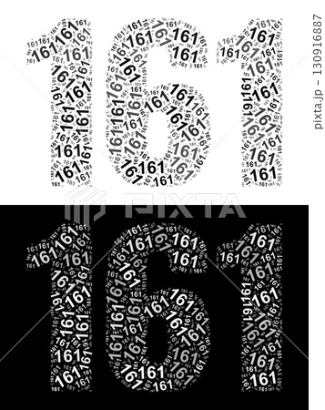 Typography illustration of 161 made from repeating numbers in black and white Typography illustration of 161 made from repeating numbers in black and white 130916887