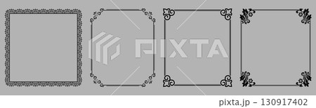 Set of decorative frames Elegant vector element for design in Eastern style, place for text. Floral black and gray borders. Lace illustration for invitations and greeting cards 130917402