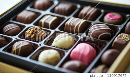 Assorted Chocolate Truffles Gift Box. Assorted Chocolate Truffles Gift Box. 130917675