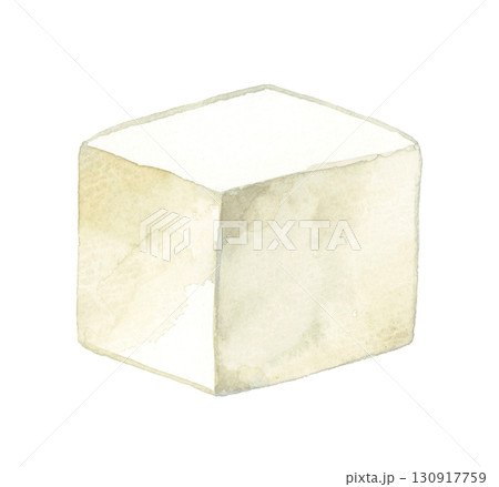 豆腐（単品）　和食・日本料理の手描き水彩イラスト素材 130917759