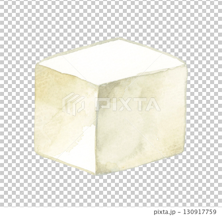 豆腐（単品）　和食・日本料理の手描き水彩イラスト素材 130917759