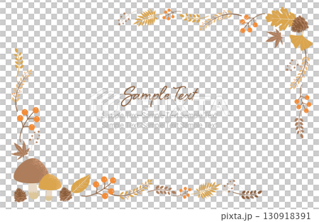 秋のキノココーナーフレーム（落ち葉・ブラウン系） 130918391