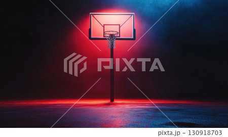 Night Basketball Court Glow. 130918703
