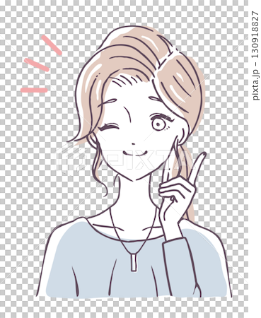 向量圖的微笑女人眨眼 130918827