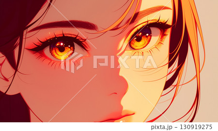 まつ毛エクステンションをした女性のアップ　AI画像 130919275