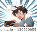 スマホを見て目と口を大きく開けて驚く少年 130920055