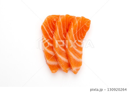 Salmon raw sashimi on white background 130920264