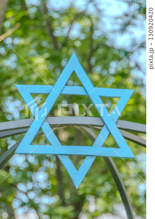 Poland, Krakow, Jewish Quarter, Star of David on a monument in the Kazimierz district Poland, Krakow, Jewish Quarter, Star of David on a monument in the Kazimierz district 130920420